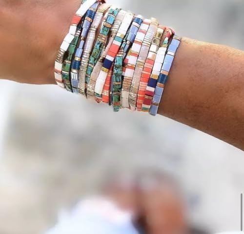 KELITCH Stretch Bracelets Colorful Stackable Tila Bead Bracelets Women Friendship Bracelets Bohemian Jewelry2