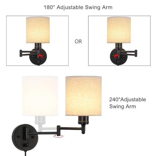Apliques de pared retro con interruptor y cable de 1.7m ajustable para dormitorio color marrón 2