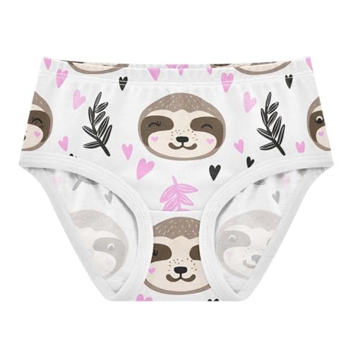 Girls Underwear Toddler 2t Cotton Panties for Girl Colorful Undies Kids Briefs Cute Sloth Faces White