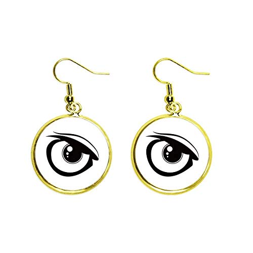 Bijoux femme boucle d'oreille balancent or goutte motif oeil noir pour soirée