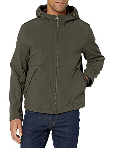 G.H. Bass & Co. Men's Water Resistant Performance Softshell Hooded Jacket, Olive, Medium