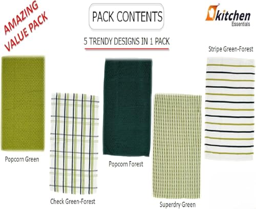 BLOOM BLENDS 5-Pack Terry Cotton Kitchen Tea Towels | Super Absorbent, Quick-Drying, and Soft Dishcloths for Everyday Use | Durable & Machine Washable Towel Set (Sage Green) - Cosy Home Interiors BLOOM BLENDS 5-Pack Terry Cotton Kitchen Tea Towels | Super Absorbent, Quick-Drying, and Soft Dishcloths for Everyday Use | Durable & Machine Washable Towel Set (Sage Green) - Image 3