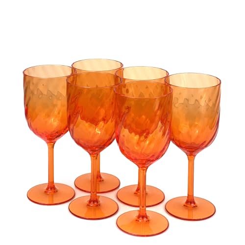 Yalin Set of 6 Unbreakable 15 oz Acrylic Plastic Wine and Water Tumbler Stackable Goblets. (Orange, 15 oz) by Yalin - Used condition - US$18.80