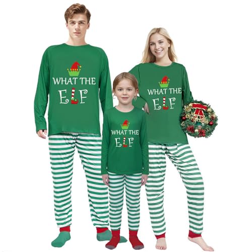 LuLiaMenton What ELF Green Plus Size Christmas Matching Pajamas Set For Adult(4XL,Mom)