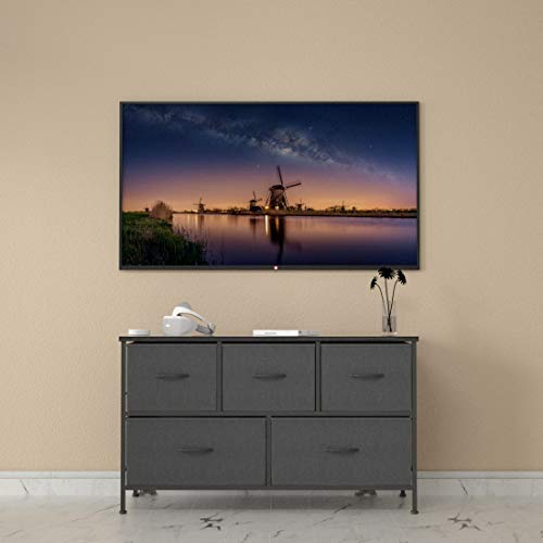 Allzone Dresser For Bedroom,Storage Chest Organizer, 5 Fabric Drawers Furniture For Closet, Kids Toy Organization,Wooden Table And Metal Frame, Charocal/Black #TOP4