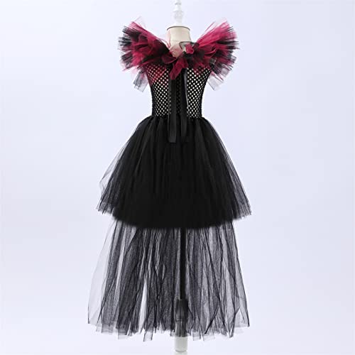Kids Girls Halloween Witch Dress Mesh Bodice Irregular Trailing Sleeveless Gothic Tulle Tutu Dress Cute Outfits Clothes2