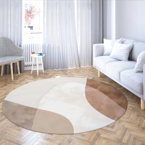 Tapis lavable circulaire 180cm abstrait nordique à poils bas doux pour chambre
