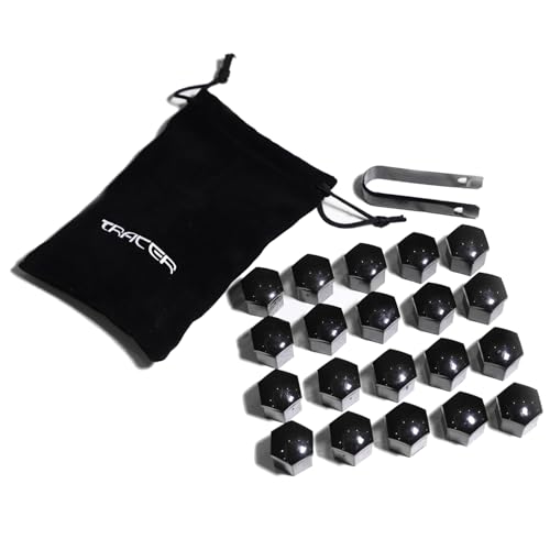 TRACER Radschrauben Radmuttern Abdeckkappen - 20x Radschraubenkappen 19 mm schwarz - Radmutternkappen - UNIVERSAL Kunstsoff Kappen Abdeckungen