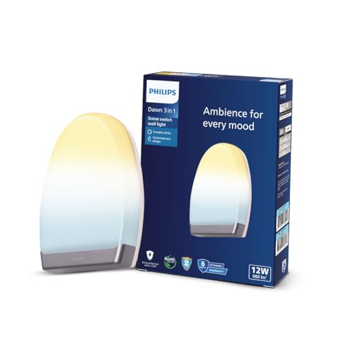 Image of Philips 12W 3 Colours in 1 Decorative Wall Light | Dawn Silver Scene Switch Wall Light for Decoration | Colour : Tunable White, Pack of 1