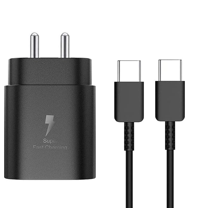 Image of Etguuds Charger Compatible with 5G Power Adapter with C to C Cable for Fast Charging Compatible with Samsung M55s /A06 /M35 5G / M34 /M14 /M15 /S24 /S24 Ultra / S23FE / S23 / A35 /S21FE /M34 /M13 /F34 /F54 Black