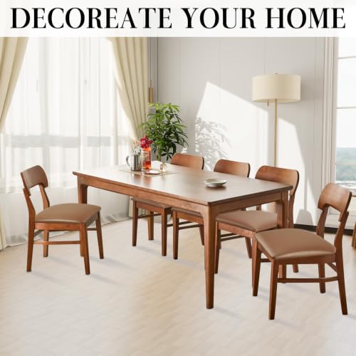 Image of Pu Leather Dining Chair Seat Covers Set of 6, Waterproof Dining Seat Covers Stretch Chair Covers for Dining Chairs /Kitchen Room /Hotel, Odorless Seat Covers for Kitchen Chairs (Light Brown- 4 PCS)