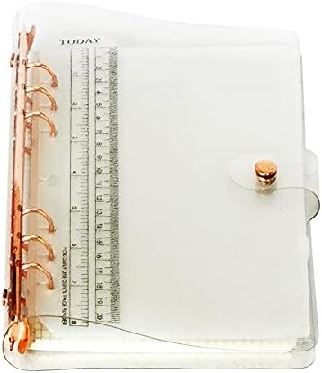 A6 A5 6-Holes Colorful PVC Cover Round Ring View Binder with Snap Button Closure File Folder (Black Rain, A6 Mini Set)