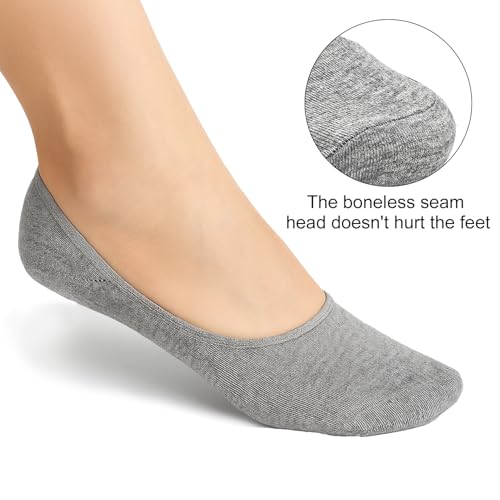 3-Pack Cotton No-Show Socks - Black/Gray/White Low-Cut Liner with Anti-Slip Heel for Men & Women4