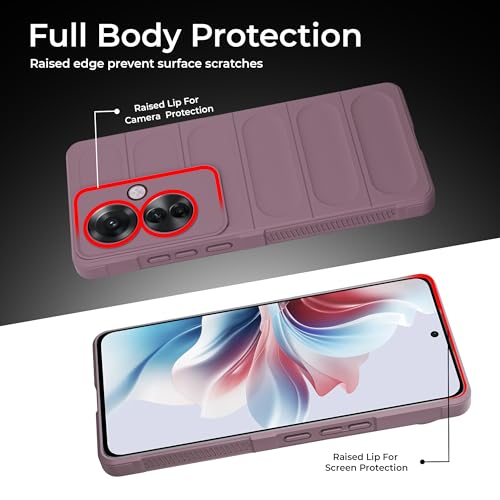 Image of A rtistque Liquid Silicone Stripes Back Cover Case for Oppo F25 Pro 5G | with Camera Protection | with Inner Fabric | Anti Slip Grip | AirBag Case - Purple