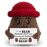 hixkvpen Cute Boyfriend Birthday Gift, Coffee Stuffed Animal with Funny Love Message Card, Handmade Crochet Coffee Bean Lover Gift for Him Her, Romantic Couple Gifts, Emotional Support Decoration