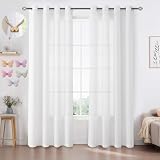 KIROGILY Cortinas para Sala Largas 2 Paneles, Cortinas Translucidas Largas Blancas La Privacidad y La Luz, Cortinas para...