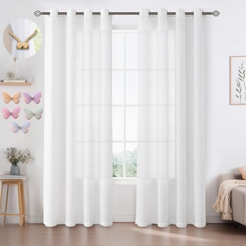 Consejos para Comprar Visillos , listamos los 10 mejores. 41 KIROGILY Cortinas para Sala Largas 2 Paneles, Cortinas Translucidas Largas Blancas La Privacidad y La Luz, Cortinas para Recamara, Cortinas Transparentes para Recamara, Poliéster...