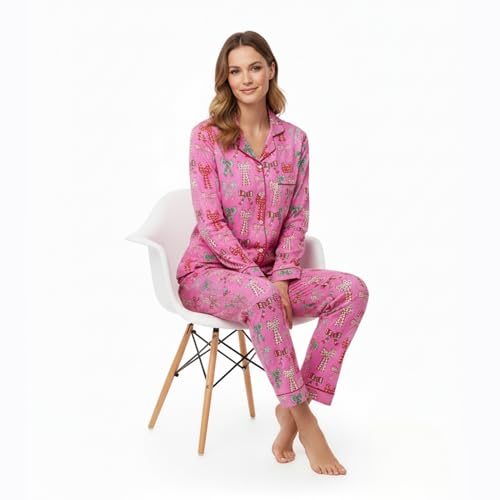 Image of Huar Women Pajama Set, 4 pcs Button Down Vacation Beach Cotton Set, Lounge wear PJ Set For Birthday