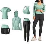 ODWTMRK Tracksuit Womens Full Set Gym Sets Sport Running Exercise Workout Yoga Outfits Activewear Sets Jumpsuit Set(Green,XL)