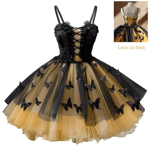 3D Butterfly Homecoming Dresses Black Tulle Short Prom Dress for Teens DAMA Cocktail Party Gowns3