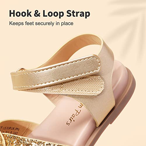 Image of DREAM PAIRS Girls Sandals Open Toe Princess Flat Sandals Strappy Summer Shoes Toddler /Little Kid