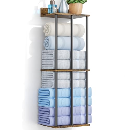 34 Inch Bathroom Towel Rack with Shelf – Modern Towel