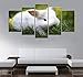 Produktbild Girdss Kunstdrucke Moderne Druck Malerei Hintergrund Dekoration Modulare 5 Stücke Leinwanddrucke Tier Niedliches Weißes Kaninchen, Das Gras Isst Wandkunst Leinwand Creative Geschenk Kunstwerk 150X80Cm