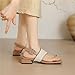 LZNBHH Women Low Block Heel Split Toe Nude Back Braid Pattern Slingback Sandals (9,Beige,Female,9,Women)