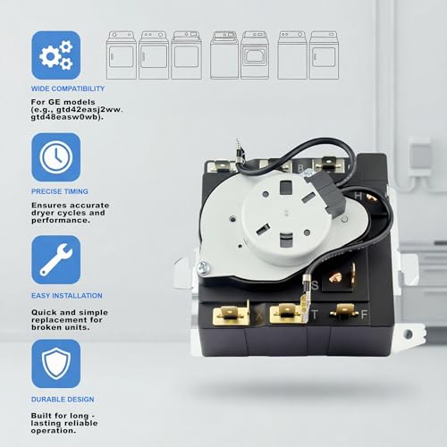 Image of WE04X24550 Dryer Timer Replacement - Direct Fit for GE & Hotpoint Dryers - Replaces 234D2377P004 TMD14M30 WE04X24549 - Compatible with GTD42EASJ2WW GTD48EASW0WB 2-Year QA