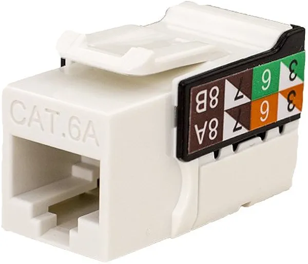 CAT6A RJ45 Keystone Jack, V-Max Series - White Color - (50 Pack)