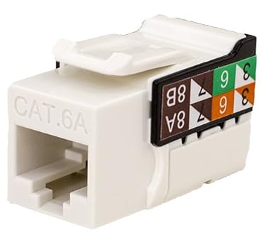 CAT6A RJ45 Keystone Jack, V-Max Series - White Color - (50 Pack)