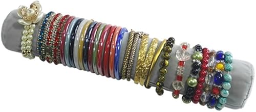 Miniatura 7 de Bolsa de viaje para reloj de pulsera, organizador de joyas, bolsa portátil de terciopelo negro y gris con inserto de rollo extraíble para tamaño