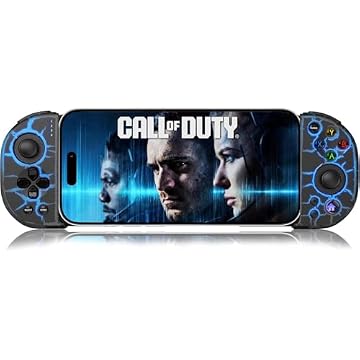 arVin Controle de telefone para iPhone 15/14/13/Galaxy S23/S22/S21, controle de jogos Android, gamepad sem fio exclusivo com 8 luzes RGB coloridas/turbo/joystick de efeito Hall para Call of Duty