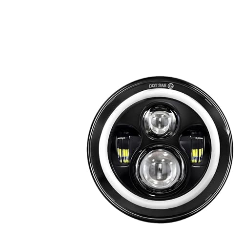 Phare moto 7 pouces avec faisceaux Hi/Lo et anneau halo yeux d'ange universel