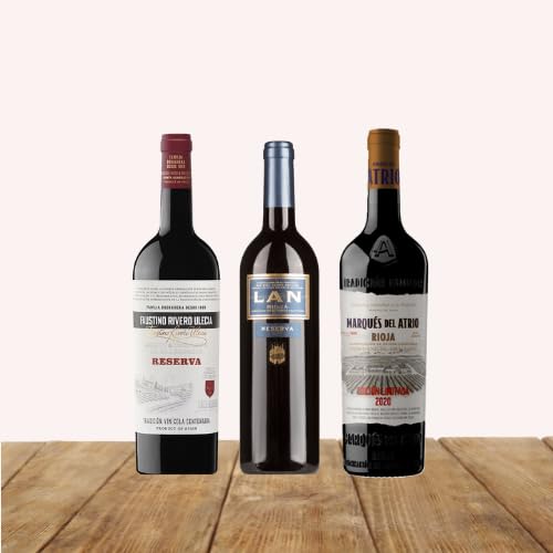 EUROLOTES Vino Tinto Reserva, Marqués del Atrio, Lan y Faustino Ulecia, 3 Botellas x 750ml, Rioja España