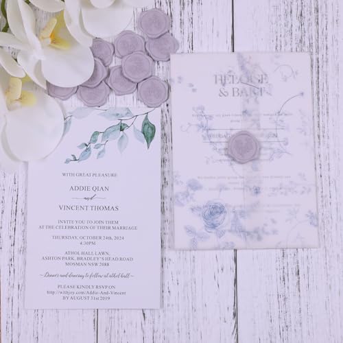 image for UNIQOOO Wax Seal Stickers - Eucalyptus Wedding Invitation Envelope Sea