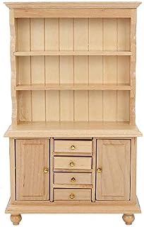 Zerodis Dollhouse Mini Cabinet Toy, 1:12 Doll House Accessories Miniature Simulation Wooden Three Layers Cabinet Simulation Furniture for kids(Wood Color)