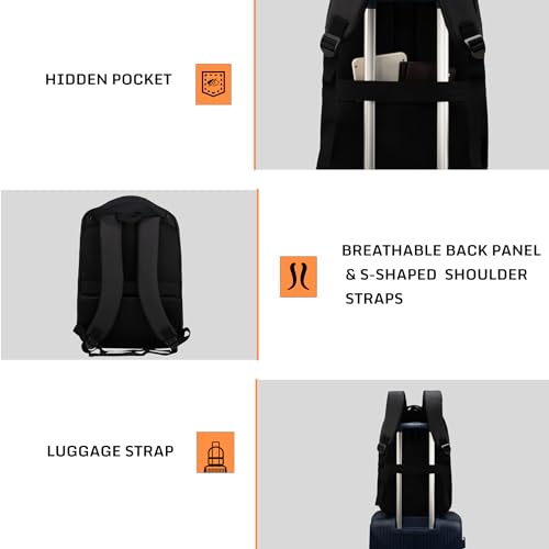Image of F Gear Reign Anti-Theft Premium Black Laptop Backpack|30L Water-Resistant Bag|2 Compartments, 3 Pockets, 180 Opening, USB & Type C Port, Number Lock, Hidden Pocket, Fits 17 Inch Laptop|Men & Women