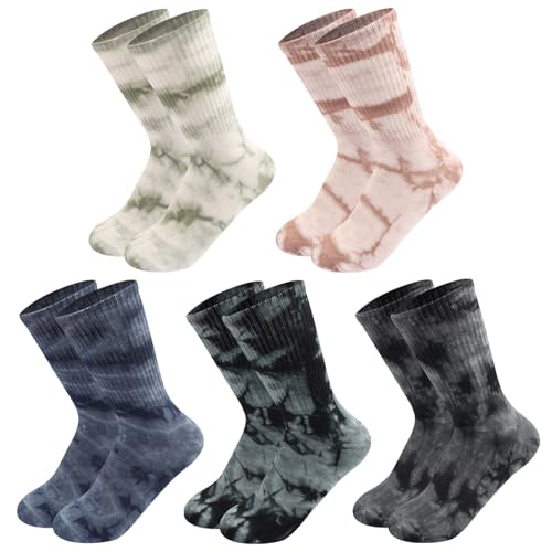 SailingTailor Tie Dye Socks Casual Dress Tie-Dye Funny Cotton Colorful Fun Novelty Quarter Crew Socks Bulk Pack for Women Men