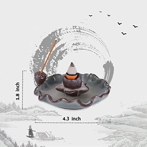 Incense Burner Lotus Incense Holder Waterfall with Ash Catcher Tray Handcraft Ceramic Meditation Durable for Home Decor Accessoray Yoga Incense Holders