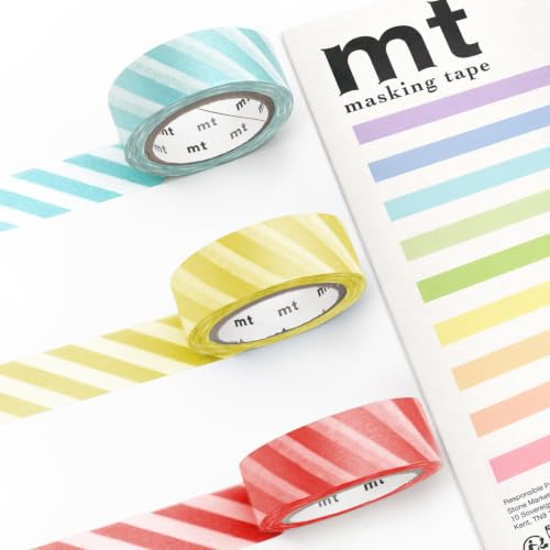 Cinta adhesiva MT Washi con rayas menta limón rojo para decorar tu Bullet Journal y planificadores