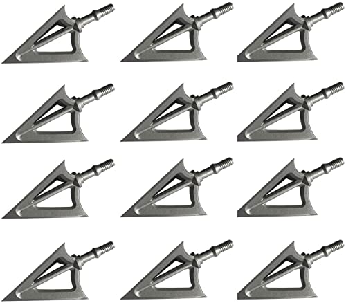 JIANZD Archery Broadheads 125 Grain Fixed Blades Stainless Steel Hunting Broadheads for Crossbow Recurve Bow and Compound Bow 12 PK