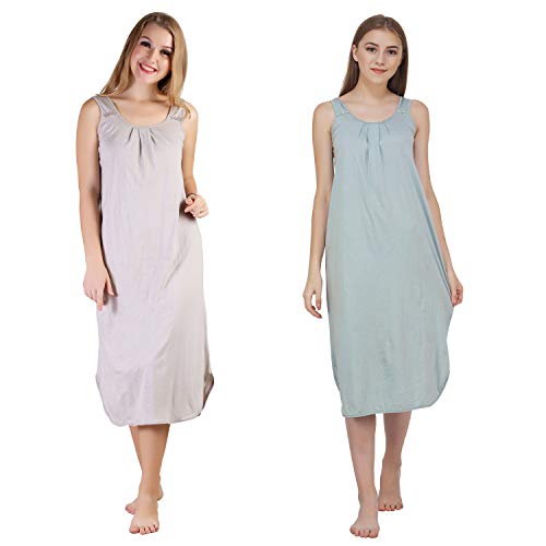 Image of BLAZON Women's Cotton Hosiery Solid Maxi Nighty Slip (Pack of 2) Available Sizes: S, M, L, XL, 2XL, 3XL, 4XL, 5XL
