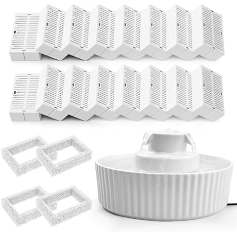 16 Filters with Ceramic Cat Water Fountain Cover