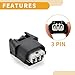 Partuto 4 Bar Map Sensor Top Slot Connector Plug Inner Female Wire Terminal Connector for Honda Plastic Black Waterproof
