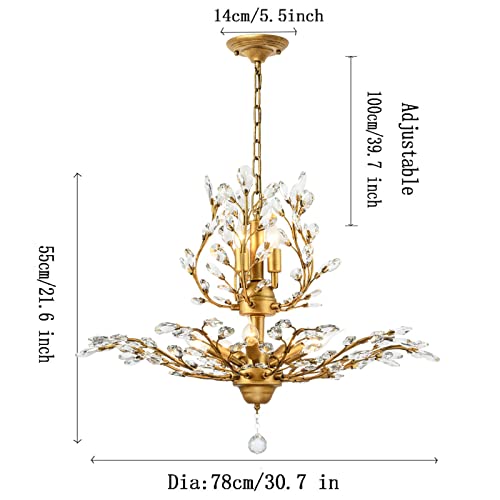 Ganeed Crystal Chandeliers,Vintage Pendant Lighting Crystal Chandelier Lighting Fixtures With 8 Lights,Ceiling Light Fixture For Living Room Bedroom Restaurant Porch Hallway (Gold) #TOP5