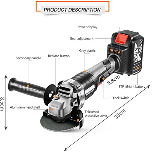 4 in 1 Cordless Hammer Drill Kit, Hammer+Cordless Drill+Cordless Impact Wrench+Power Angle Grinder, with 4X Battery for Drilling Wood, Concrete Breaker, Brushless Motor - Image 4