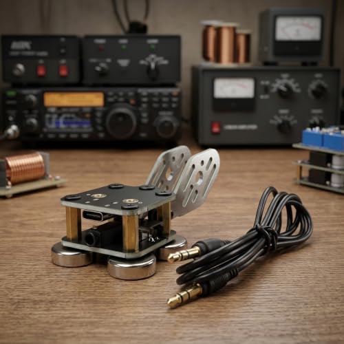 Llave eléctrica CW de doble paleta con interfaz USB para aprender código Morse 4