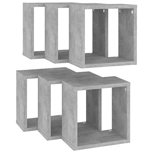 Étagères murales en forme de cube gris béton modulables avec fixation - 6