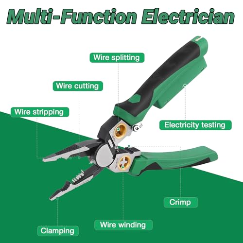 2026 New 8 In 1 Wire Strippers with Voltage Tester, Cable Scissors for Scraping and Pressing Wires, Wire Stripping Tool for Heavy Duty 220V AC/DC Tester Hot/Neutral Wires, Electrician Repair Tool by Jerliflyer - Image 5